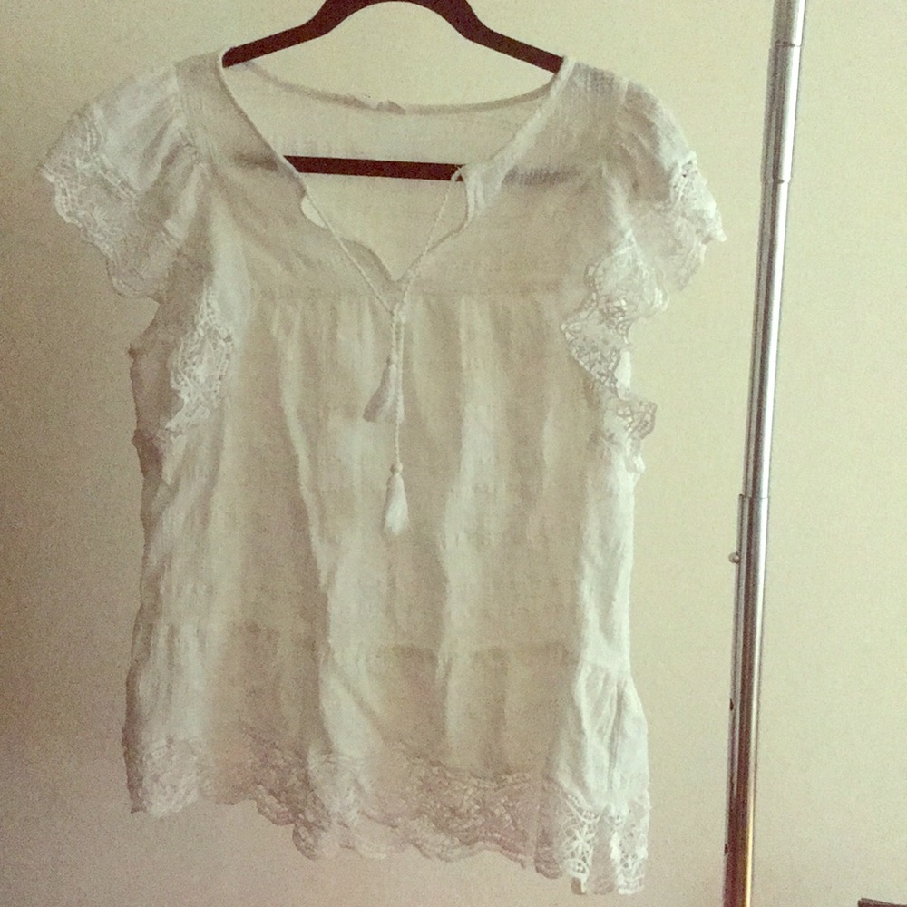 Gap 2018 White Boho Flowing Short Sleeve